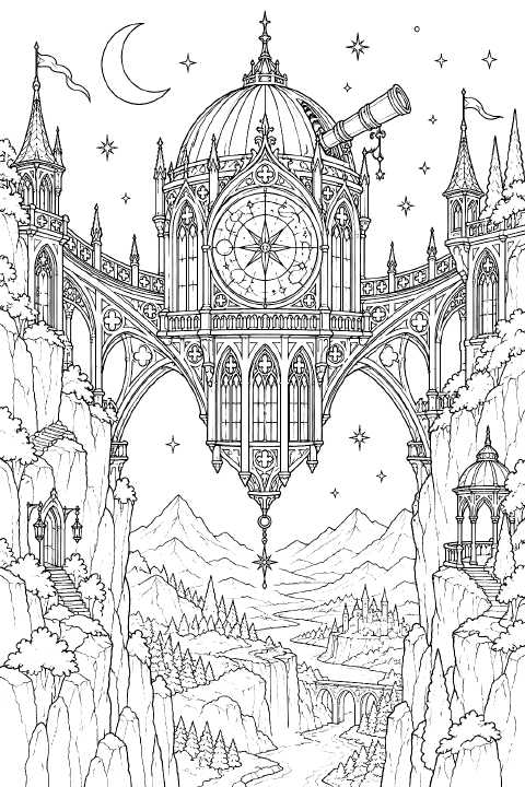 Fantasy and Gothic coloring page example