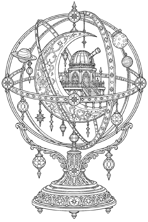 Celestial coloring page example